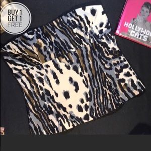 Trina Turk Black/Tan Animal Print Bustier Size 4